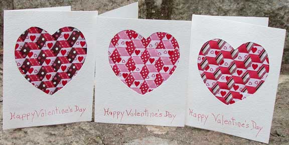 valentine note cards with triaxial weaving inserts