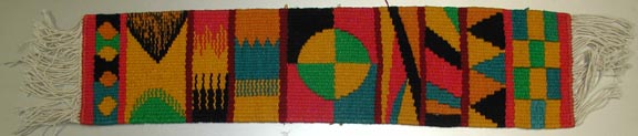 Tapestry weaving sampler by Liza Collins)